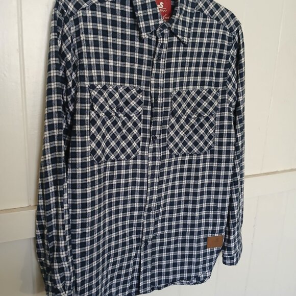 DuxBak Thomas Cook Shirt Men's Small Thermal Brushed Cotton Button Up Blue Plaid - Picture 5 of 11
